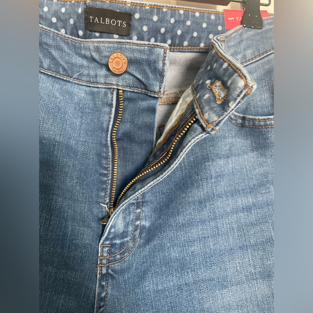 Talbots Jeans Women's 14 Curvy Blue Pedal Pusher Slim Leg Cropped - Picture 4 of 7